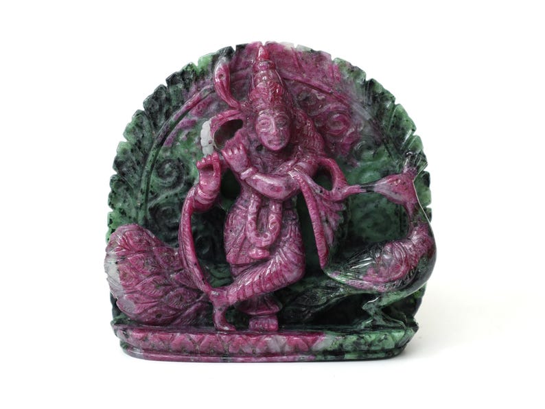 Ruby Zoisite Lord Krishna Statue